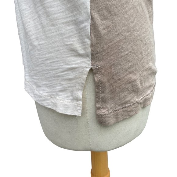 Madewell Whisper Long Sleeve Crewneck Multicolor Tee Tan & Cream Colorblock-S - Picture 6 of 14